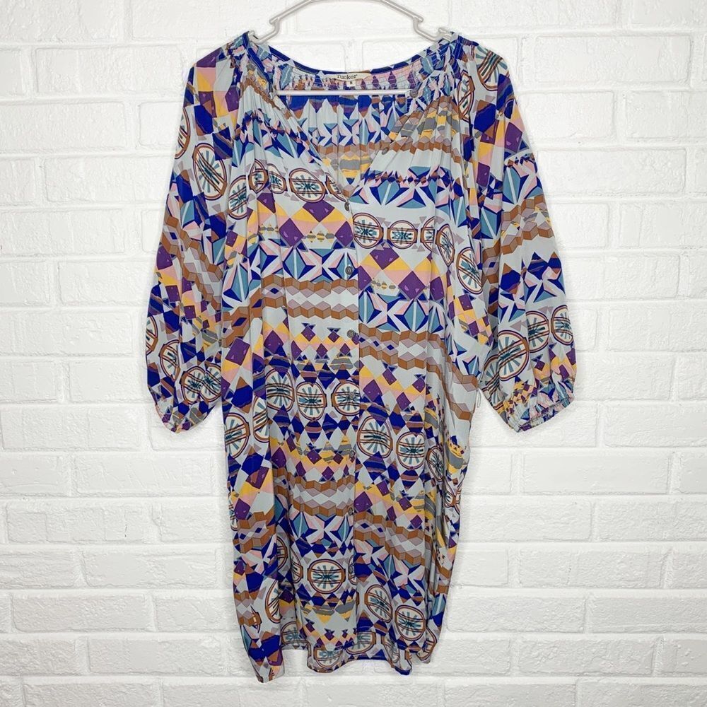 Tucker The Classic Silk Patterned Button Front‎ Dress Size Medium
